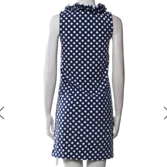 Kate Spade NY Blue Print Ruffle Mini Dress XS Preppy Coastal Summer - Picture 4 of 4